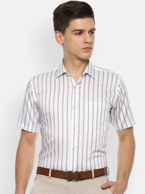 

Van Heusen Men White Opaque Striped Cotton Formal Shirt