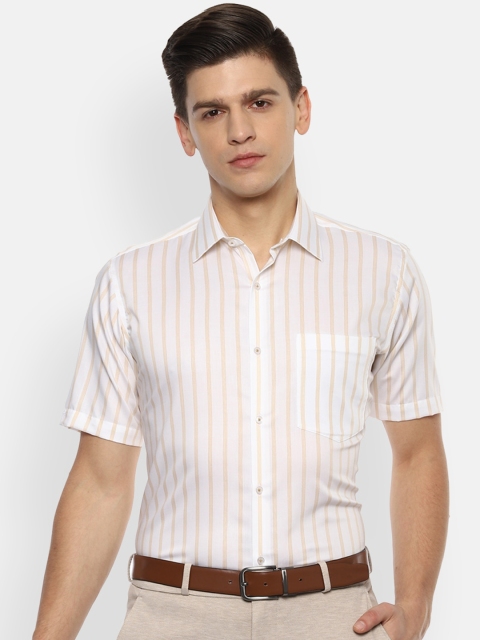 

Van Heusen Men White Opaque Striped Pure Cotton Formal Shirt