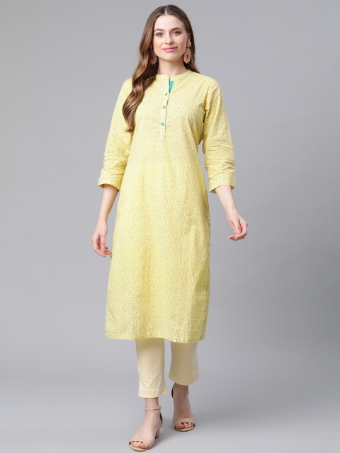 

Rangriti Women Yellow Printed Pure Cotton Kurta