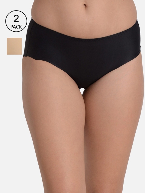 

fashiol Women Pack of 2 Black & Beige Assorted Hipster Briefs
