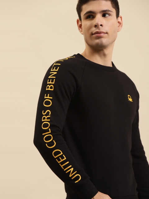 

United Colors of Benetton Men Black Sweatshirt