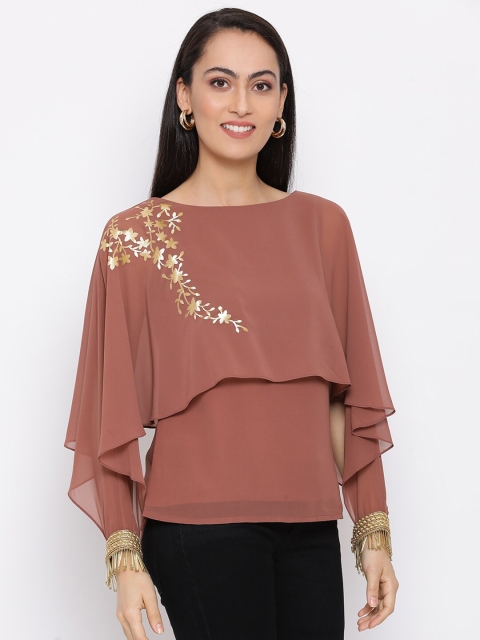 

DRAAX Fashions Brown Cape Top