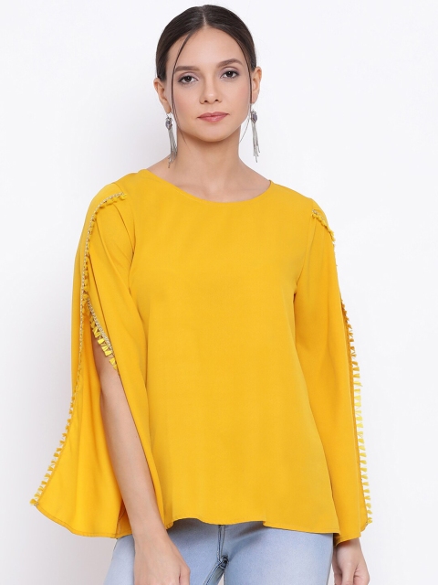 

DRAAX FASHIONS Women Yellow Embellished Top