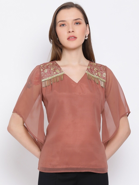 

DRAAX Fashions Brown Regular Top