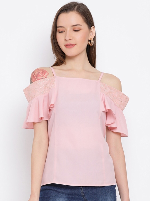 

DRAAX Fashions Women Pink Bardot Top