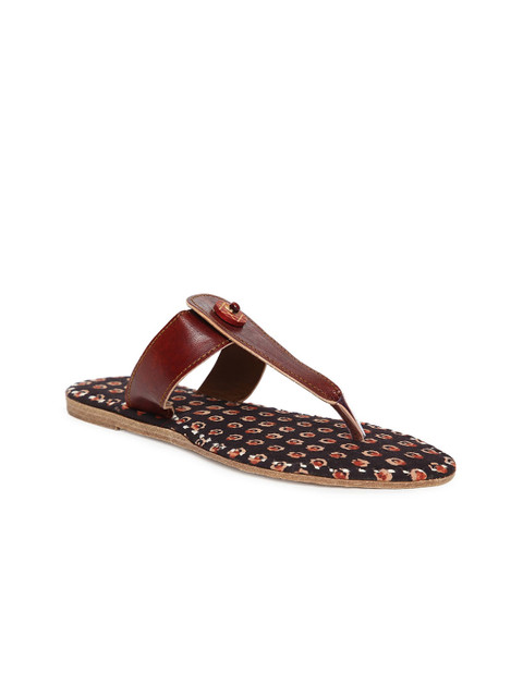 

Fabindia Women Black T-Strap Flats with Buckles