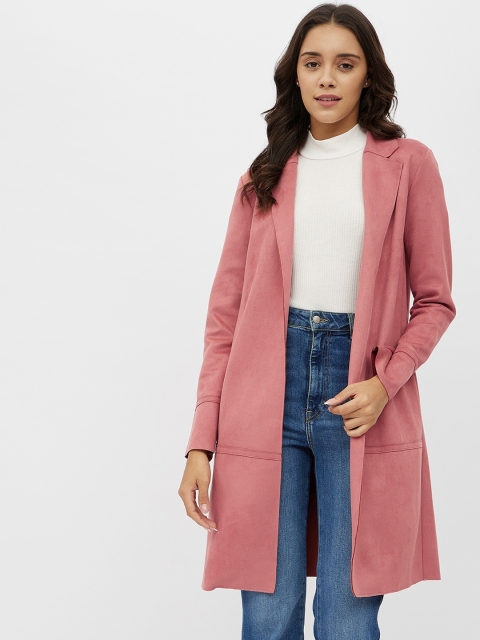 

Harpa Women Pink Checked Longline Open Front Jacket