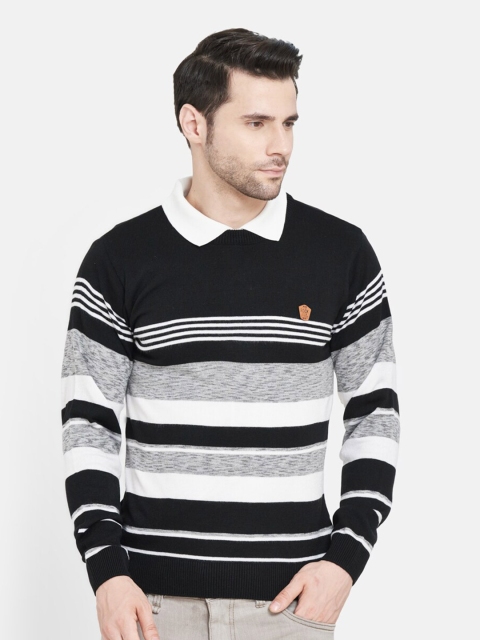 

Duke Men Black & Grey Striped Woolen Pullover