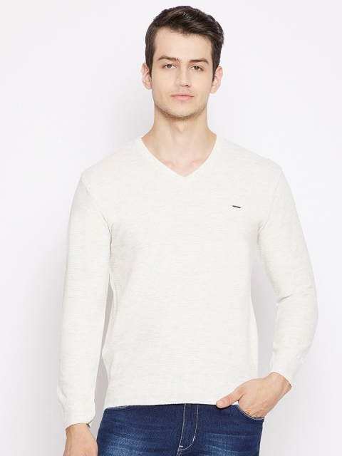

Duke Men Cream-Coloured Wool Pullover