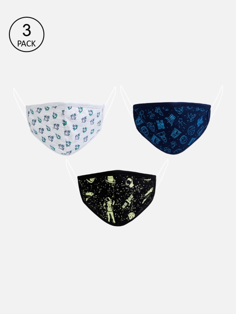 

Fame Forever by Lifestyle Boys Pack Of 3 Printed Reusable Cotton Cloth Masks, Black