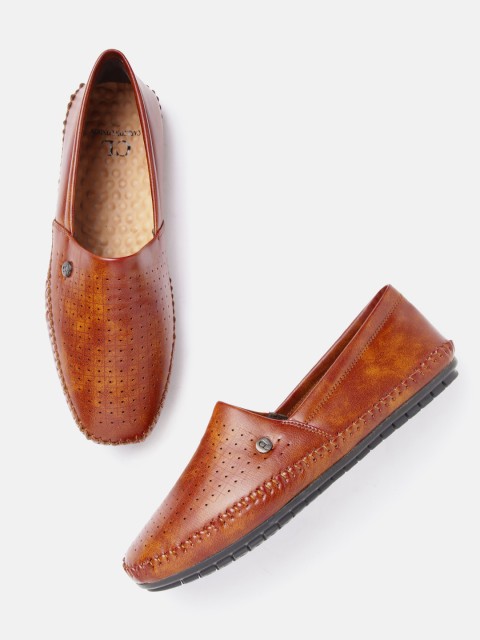 

Carlton London Men Tan Brown Perforated Loafers