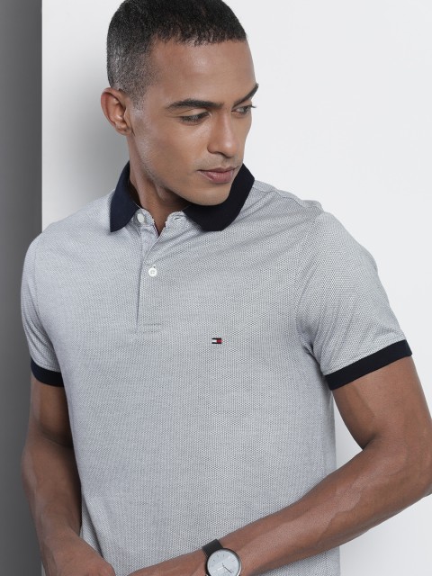 

Tommy Hilfiger Men Grey Polo Collar Slim Fit T-shirt