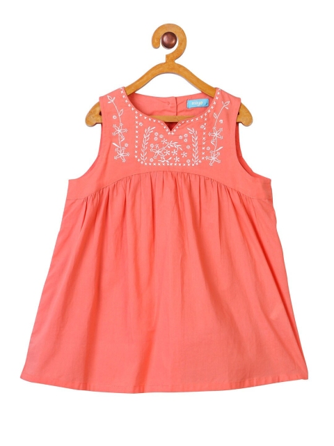 

Miyo Orange Embroidered A-Line Top