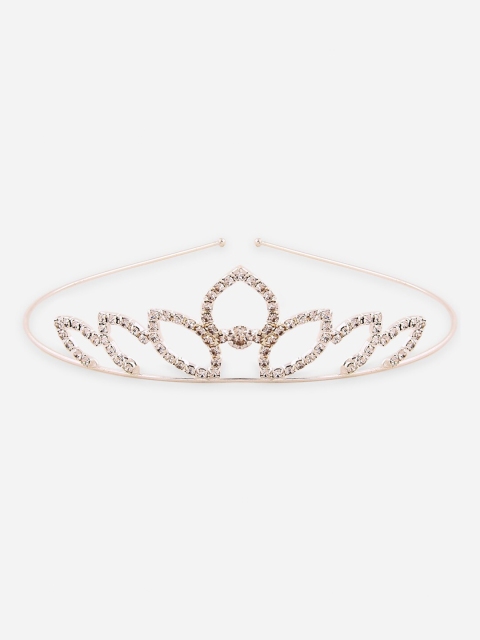 

Toniq Kids Girls Silver-Toned Stone Studded Princess Tiara Crown Hair Band