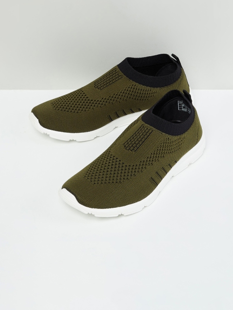 

max Men Olive Green Slip-On Sneakers