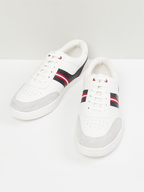 

max Men White Colourblocked PU Sneakers