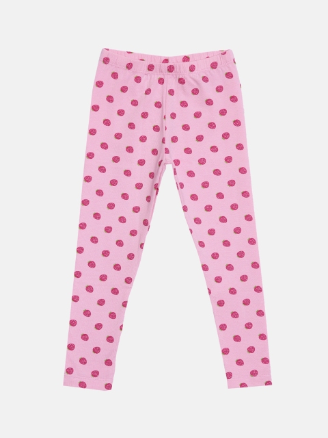 

Bitz Girls Rose & Pink Printed Ankle Length Printed Organic Cotton Leggings