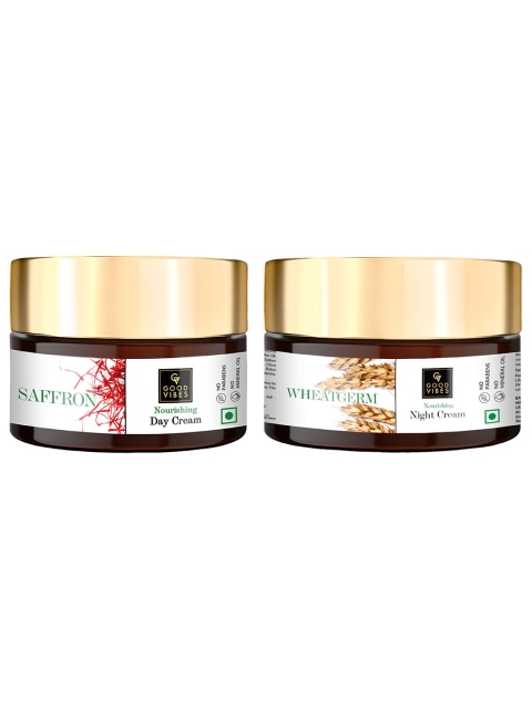 

Good Vibes Saffron Day Cream and Wheatgerm Night Cream Combo Pack, Transparent