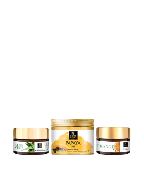 

Good Vibes Set of 3 Skin Care Gel - Aloe Vera, Orange, Papaya, Transparent