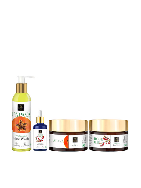

Good Vibes Rosehip and Papaya Skin Care Combo (Set of 4), Transparent