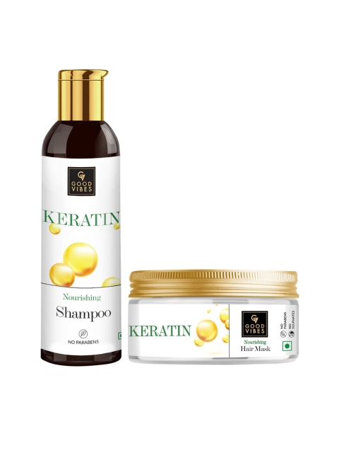 

Good Vibes Keratin Shampoo & Keratin Hair Mask Combo 200g Each, White