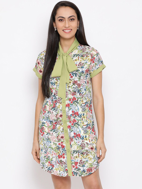 

DRAAX Fashions Multicoloured Floral T-shirt Dress, Multi
