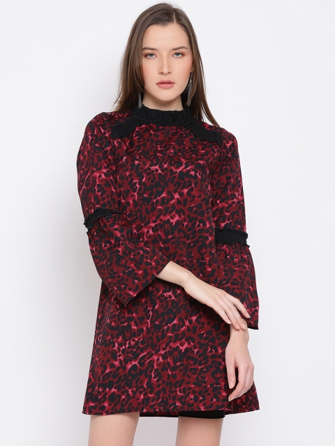 

DRAAX Fashions Maroon & Blue A-Line Dress