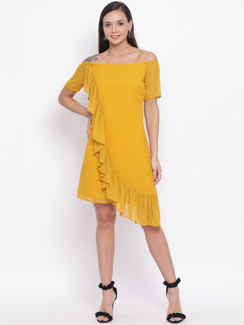 

DRAAX Fashions Yellow A-Line Dress
