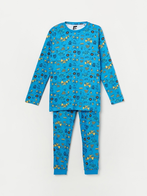 

Fame Forever by Lifestyle Boys Blue & Yellow Printed Night Suit