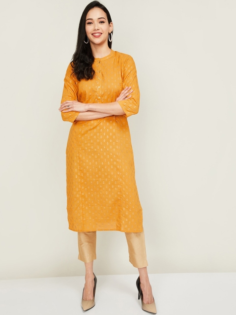 

Melange by Lifestyle Women Mustard Yellow Regular Kurta with Trousers