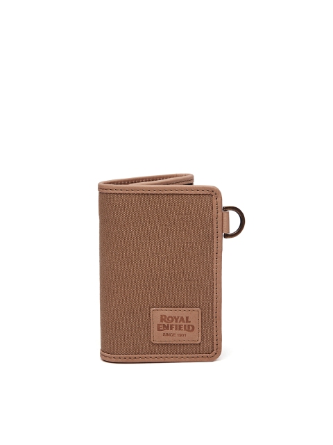 

Royal Enfield Men Tan & Black Textured Leather Three Fold Wallet