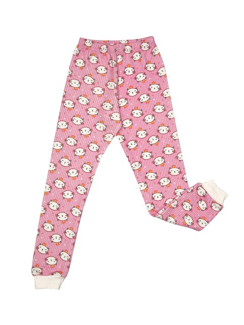 

D'chica Girls Pink Kitty Print Thermal Track Pants