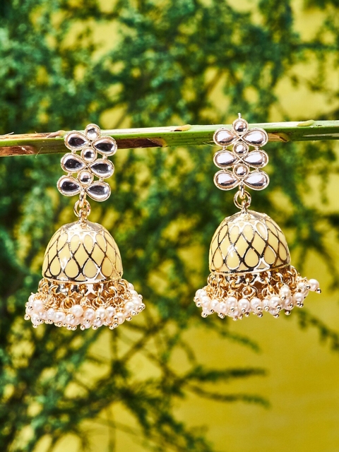 

Biba Gold-Plated Yellow Contemporary Jhumkas