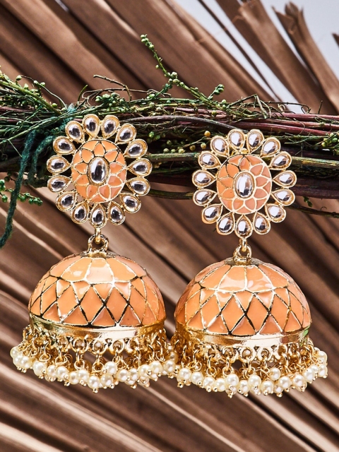 

Biba Peach-Coloured Contemporary Jhumkas Earrings