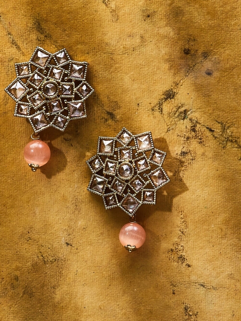 

Biba Peach-Coloured Contemporary Drop Earrings
