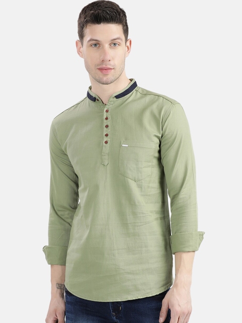 

V2 Value & Variety Men Green Thread Work Pathani Kurta