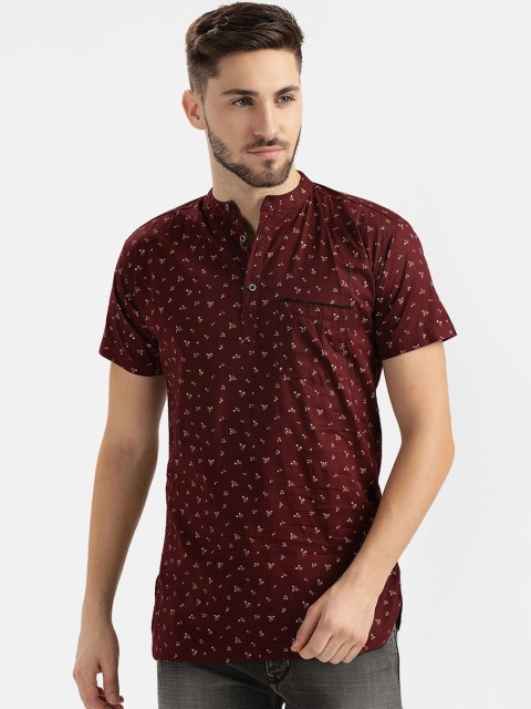 

V2 Value & Variety Men Maroon Floral Printed Pure Cotton Kurta