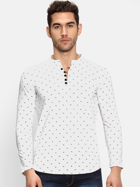 

V2 Value & Variety Men White Geometric Thread Work Kurta