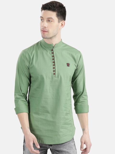 

V2 Value & Variety Men Green Thread Work Kurta