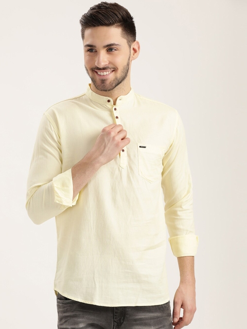 

V2 Value & Variety Men Yellow Thread Work Dobby Kurta