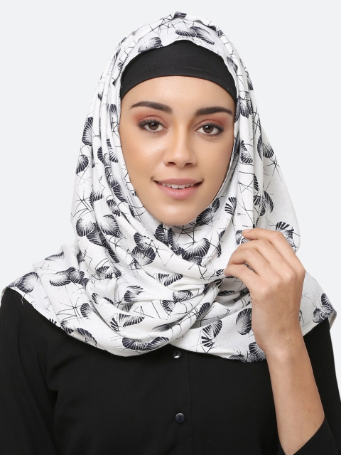 

MOMIN LIBAS Women White & Grey Printed Scarf