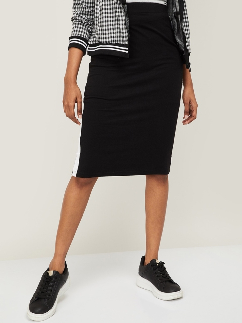 

Fame Forever by Lifestyle Women Black & White Solid Pencil Skirt