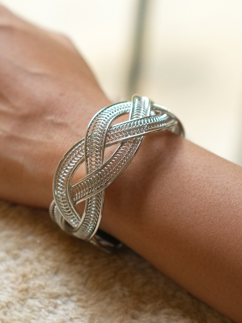 

Ayesha Women Silver-Toned Silver-Plated Cuff Bracelet