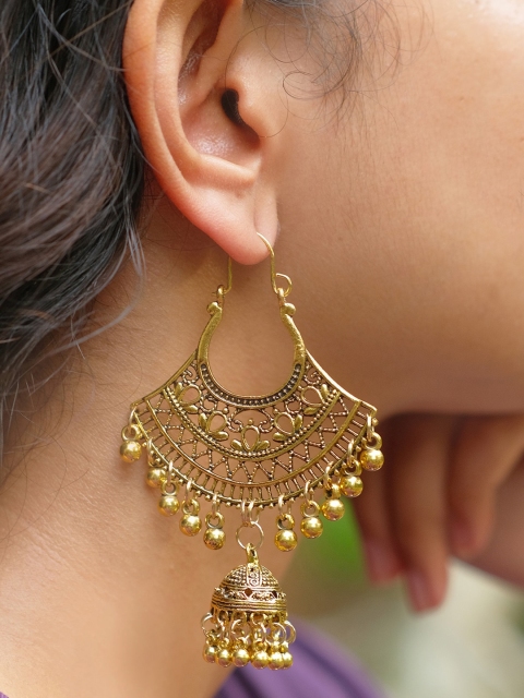 

Ayesha Gold-Toned Contemporary Jhumkas Earrings