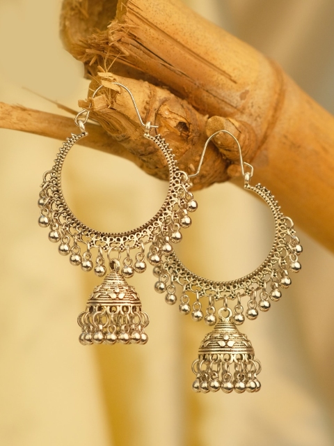 

Ayesha Silver-Plated Crescent Shaped Jhumkas