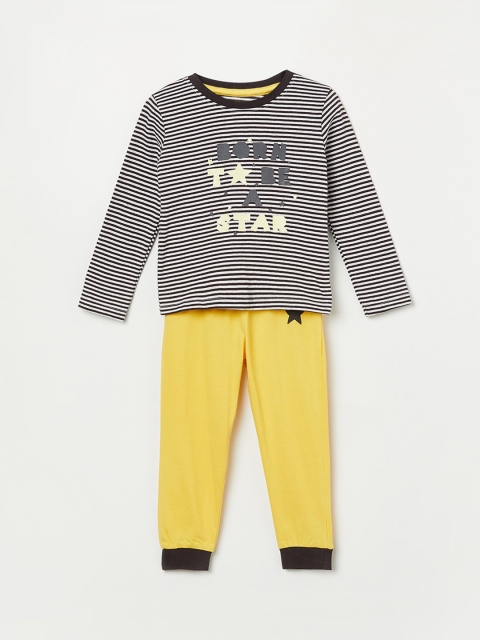 

Juniors Boys Grey Melange Printed Cotton Night dress