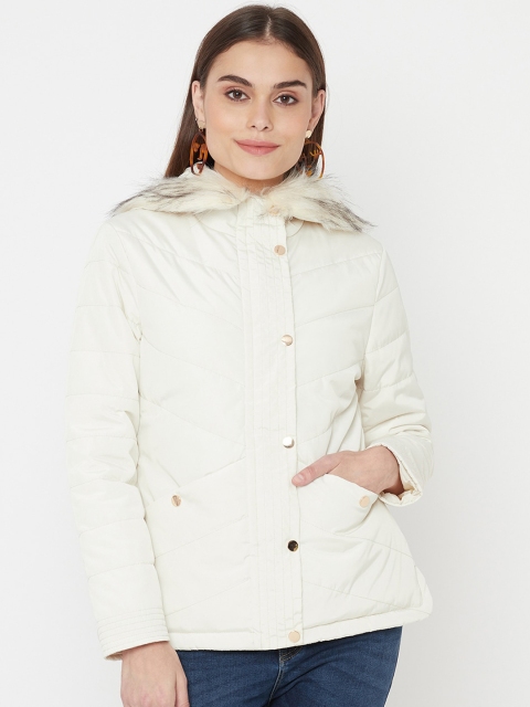 

METTLE Women White Padded Jacket