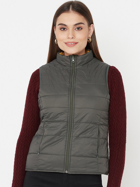 

METTLE Women Olive Green Padded Jacket