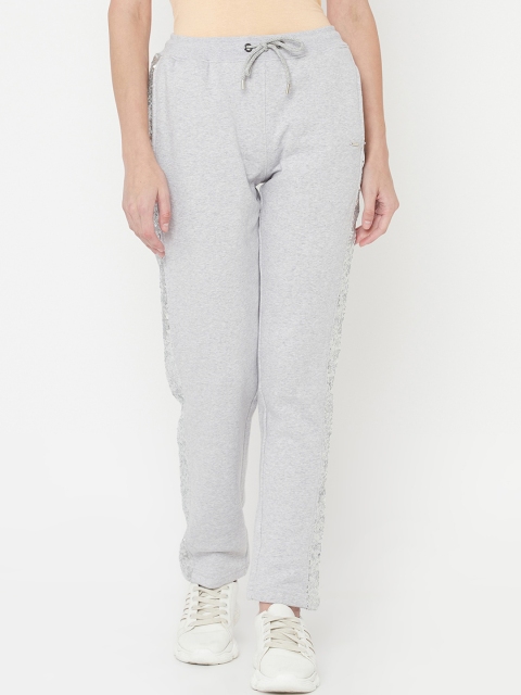 

METTLE Women Grey Solid Cotton Track Pants