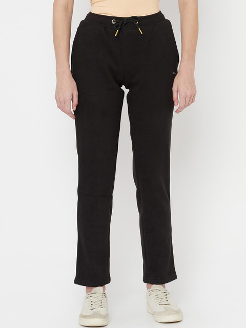 

METTLE Women Black Solid Cotton Track Pants